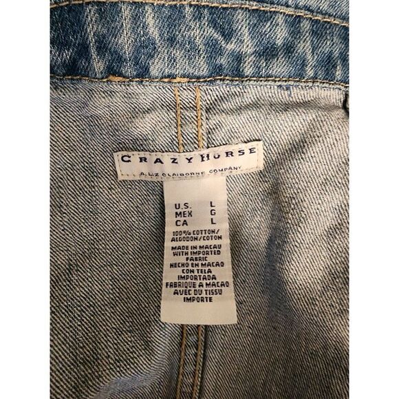Crazy Horse Embroidered Floral Denim Jacket in Large - Picture 8 of 9
